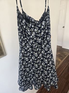 Eclipse Navy Floral Mini Dress with White + Light Blue Flowers